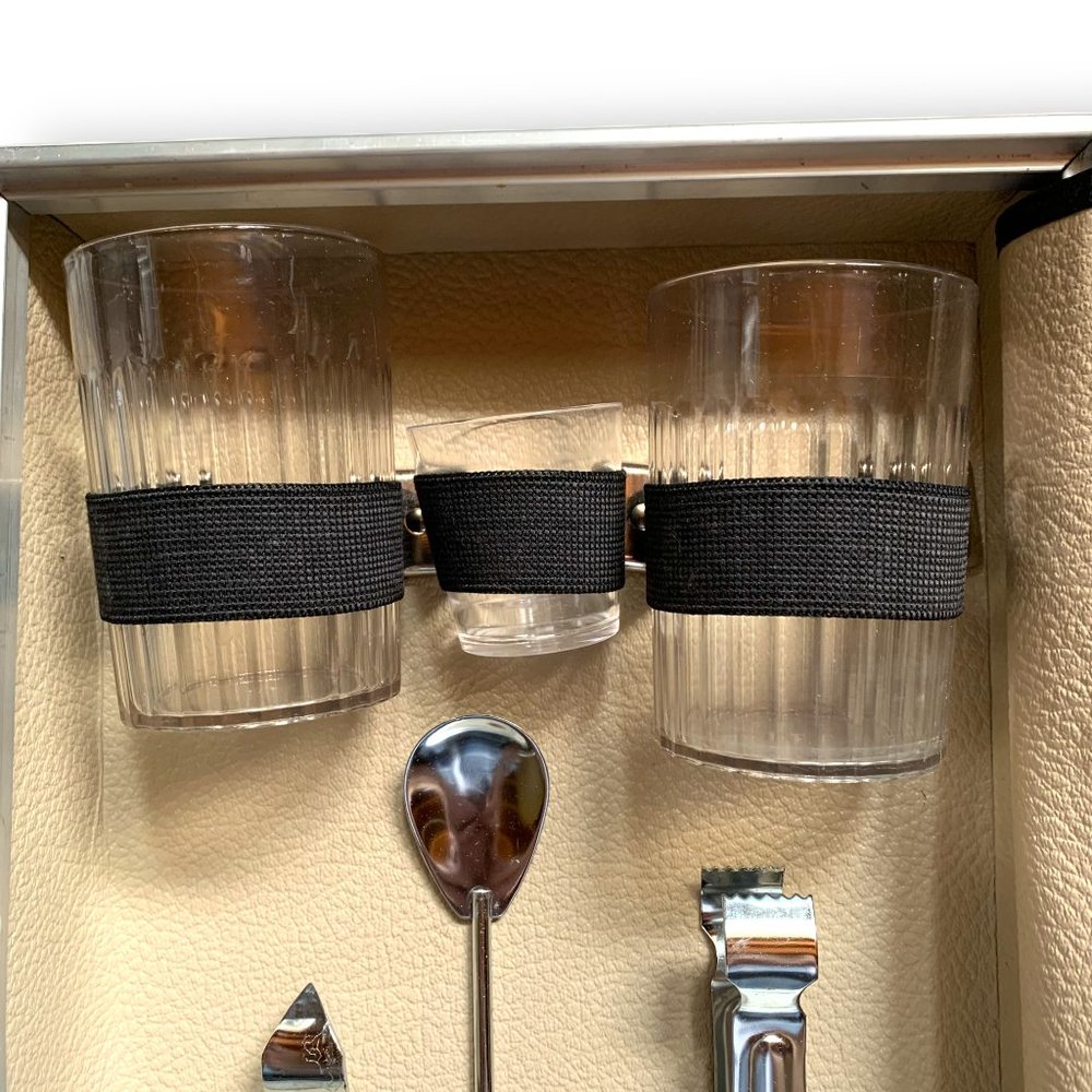 Vintage Flite Line MCM Style Traveling Bar Case, with Key Made in Canada - Picture 5 of 14